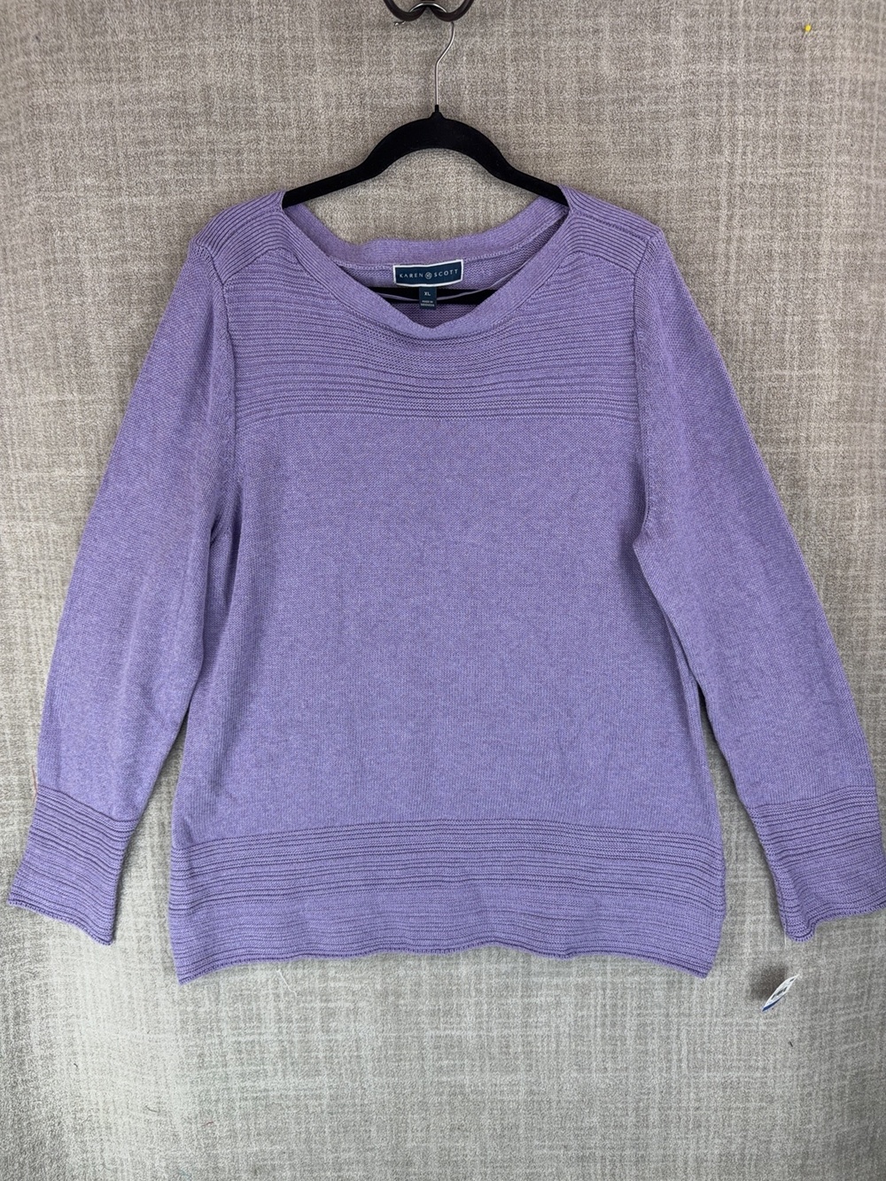 Karen Scott Coatigan Womens XL Purple Crew Neck Pullover Cotton Relaxed